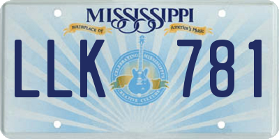 MS license plate LLK781