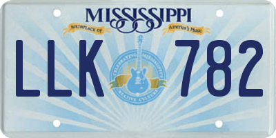 MS license plate LLK782