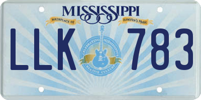 MS license plate LLK783