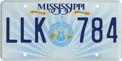 MS license plate LLK784