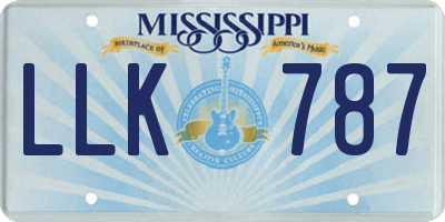 MS license plate LLK787