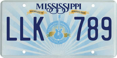 MS license plate LLK789
