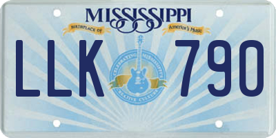 MS license plate LLK790