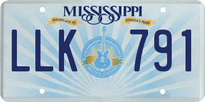 MS license plate LLK791