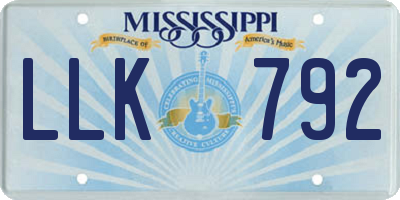 MS license plate LLK792