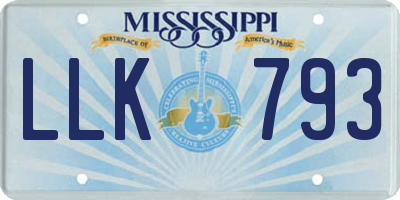 MS license plate LLK793