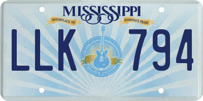 MS license plate LLK794