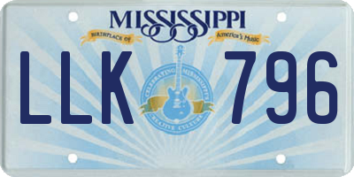 MS license plate LLK796