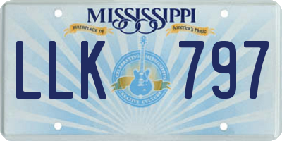 MS license plate LLK797