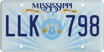 MS license plate LLK798