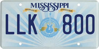 MS license plate LLK800