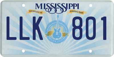 MS license plate LLK801