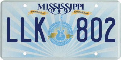 MS license plate LLK802