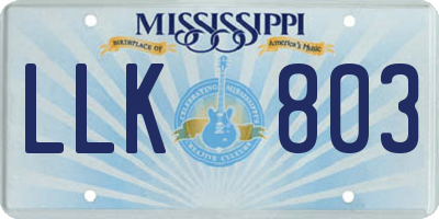 MS license plate LLK803