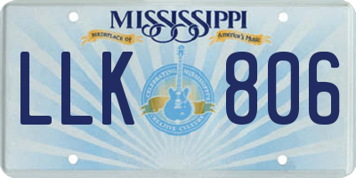 MS license plate LLK806