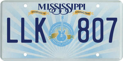 MS license plate LLK807