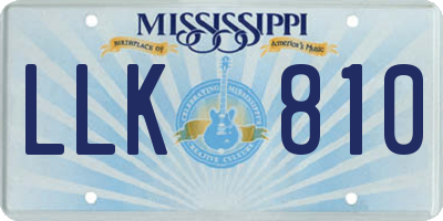 MS license plate LLK810