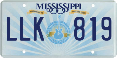 MS license plate LLK819