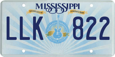 MS license plate LLK822