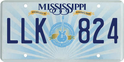 MS license plate LLK824