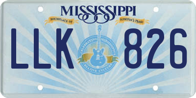 MS license plate LLK826