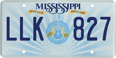 MS license plate LLK827