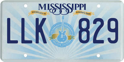 MS license plate LLK829