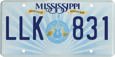 MS license plate LLK831