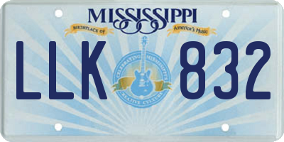 MS license plate LLK832