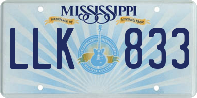 MS license plate LLK833