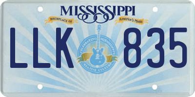MS license plate LLK835