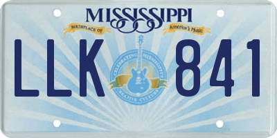 MS license plate LLK841
