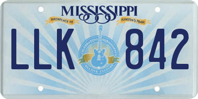 MS license plate LLK842
