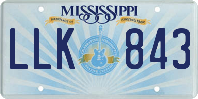 MS license plate LLK843