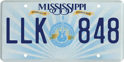 MS license plate LLK848