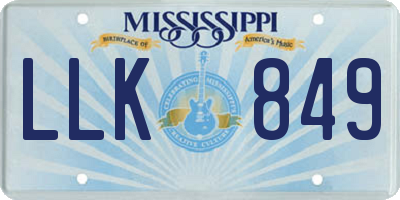 MS license plate LLK849
