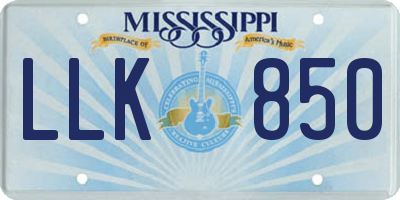 MS license plate LLK850
