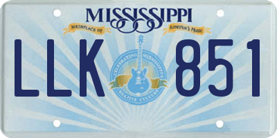 MS license plate LLK851