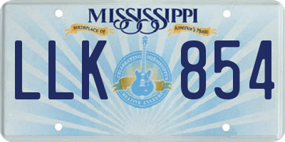MS license plate LLK854
