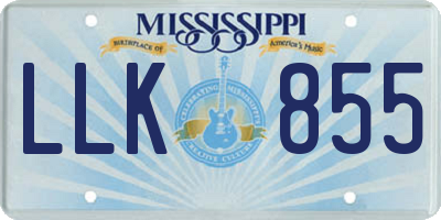 MS license plate LLK855
