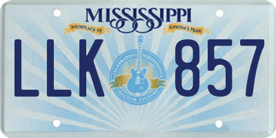 MS license plate LLK857