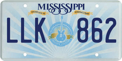 MS license plate LLK862