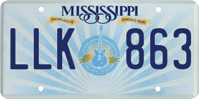 MS license plate LLK863