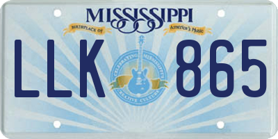 MS license plate LLK865