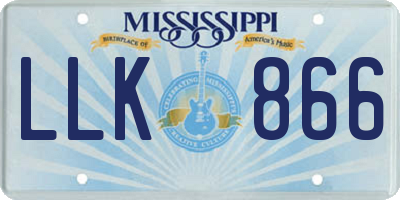 MS license plate LLK866