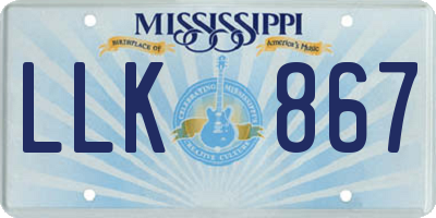MS license plate LLK867