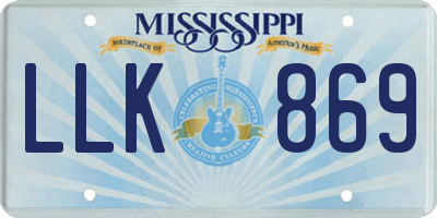 MS license plate LLK869