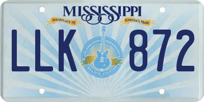 MS license plate LLK872