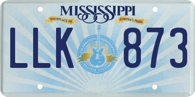 MS license plate LLK873