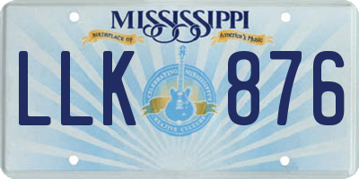 MS license plate LLK876